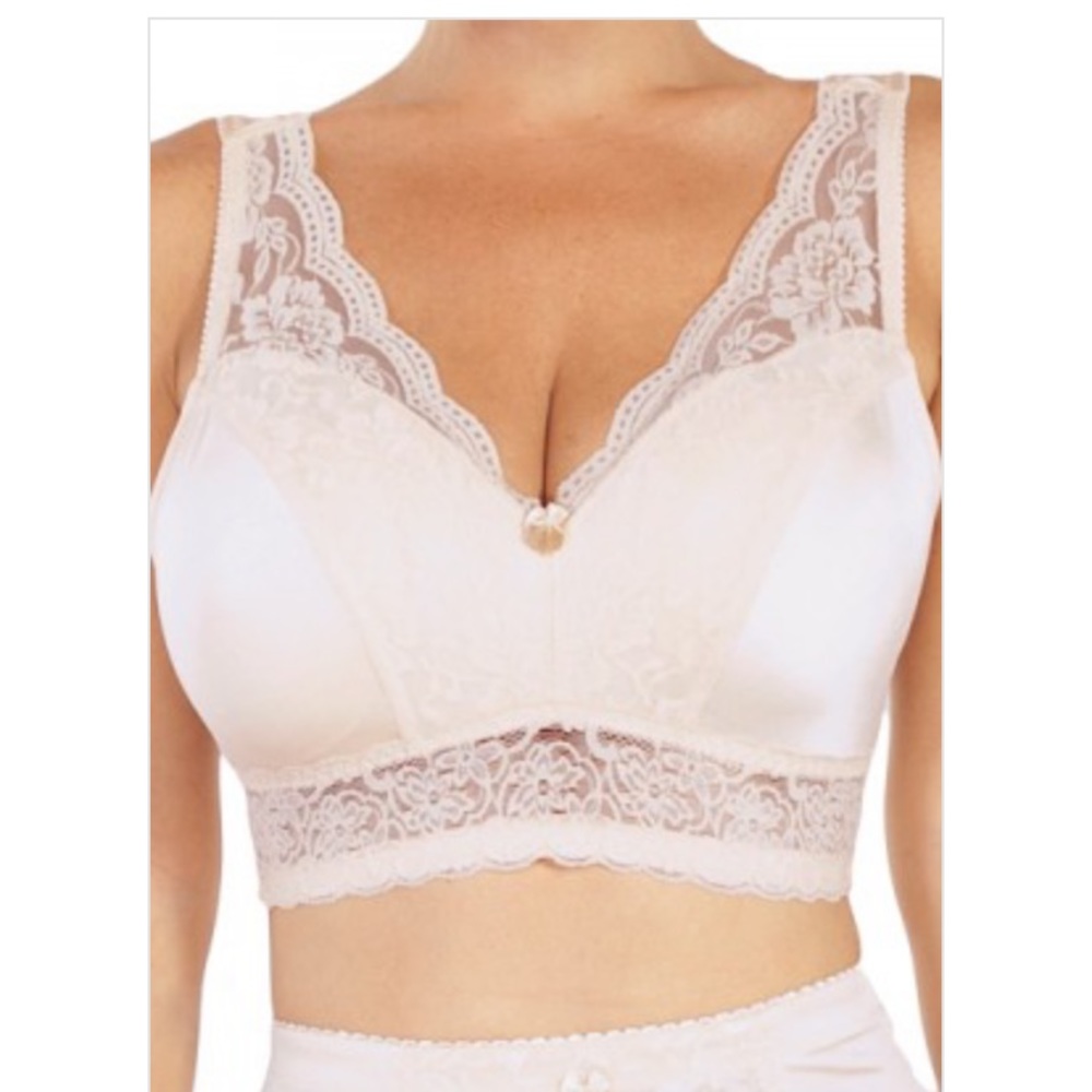 Rhonda Shear Women's Pin-Up Lace Leisure Cream Bra with Removable Pads